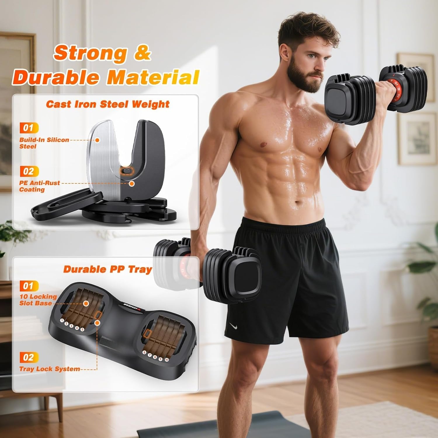2‑Pack Home Adjustable Dumbbell Set