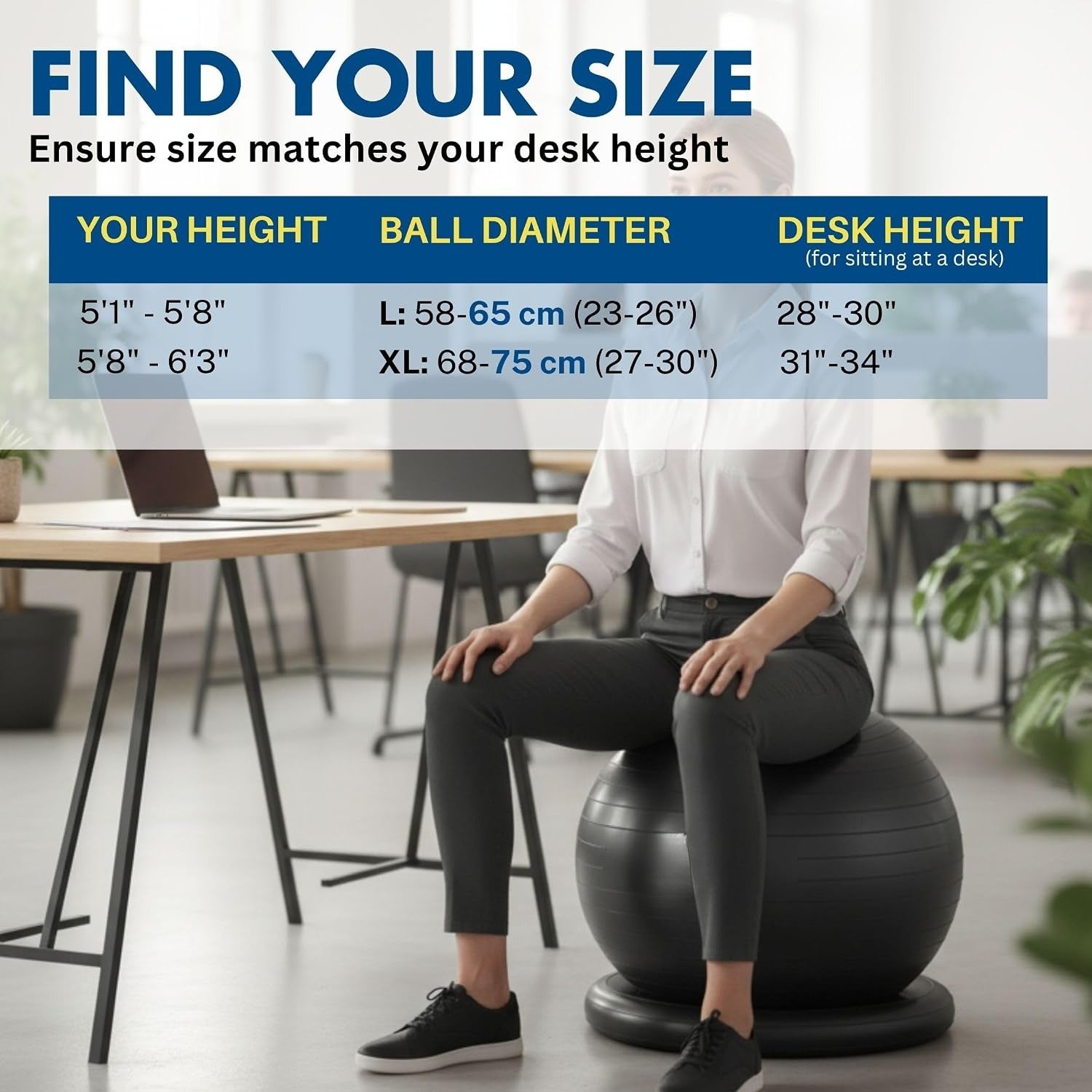 Office Yoga Ball Chair with Base