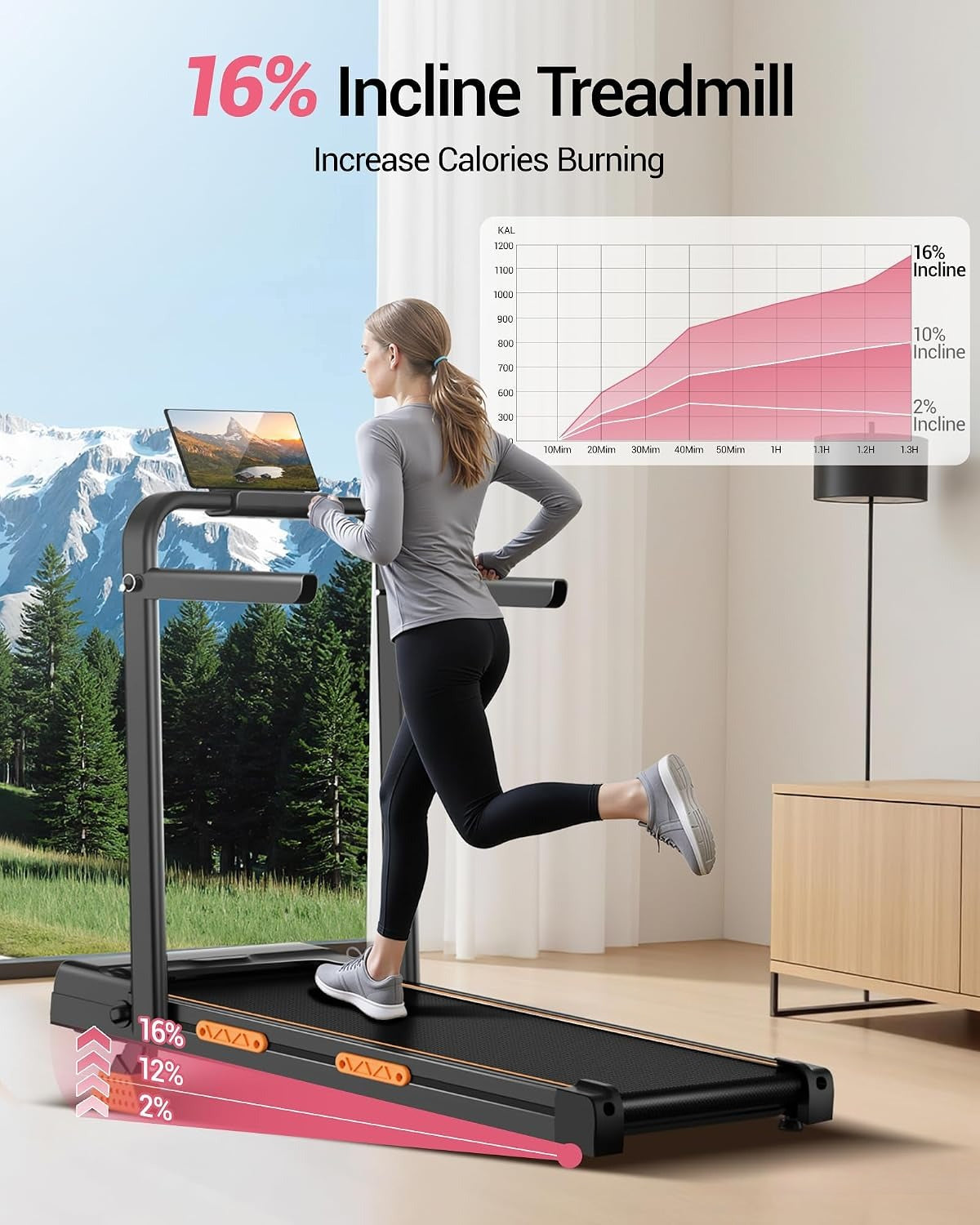 4‑in‑1 Foldable Incline Walking Pad Treadmill