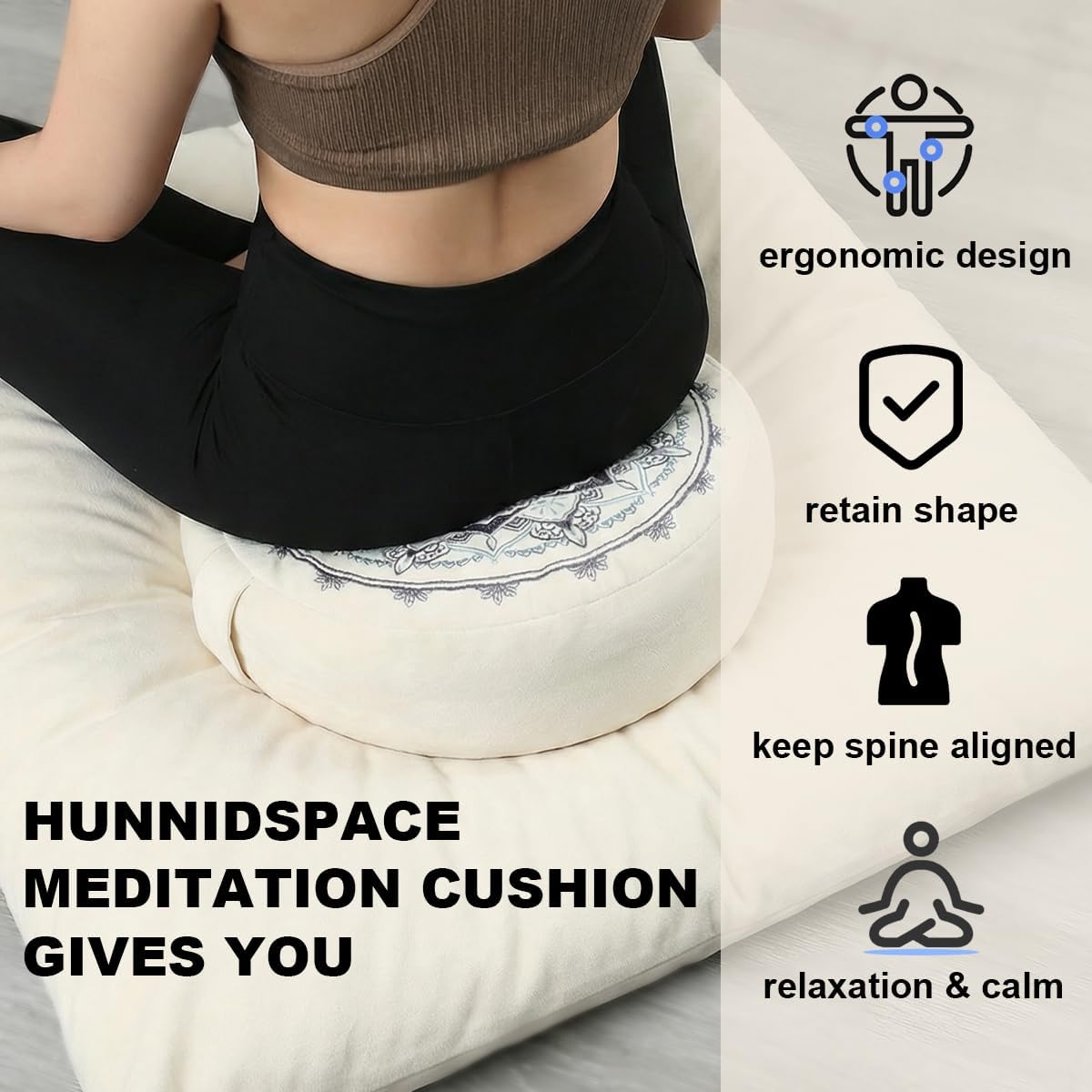 Beige 2‑in‑1 Meditation Cushion Set