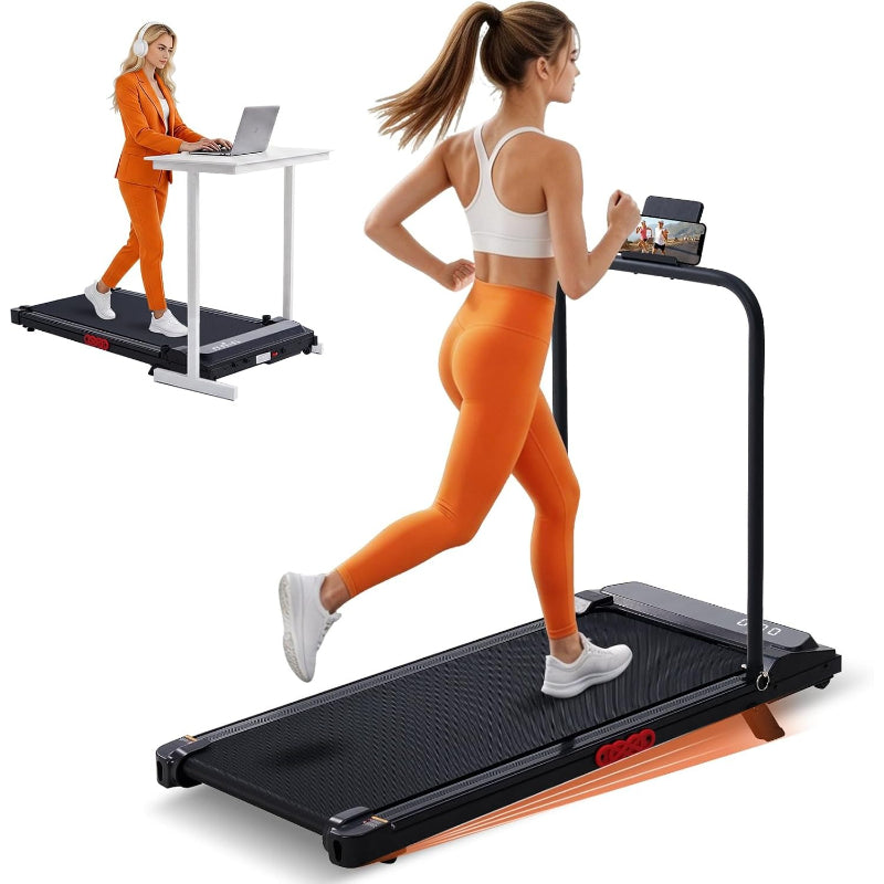 Incline Under‑Desk Treadmill with Handle Bar