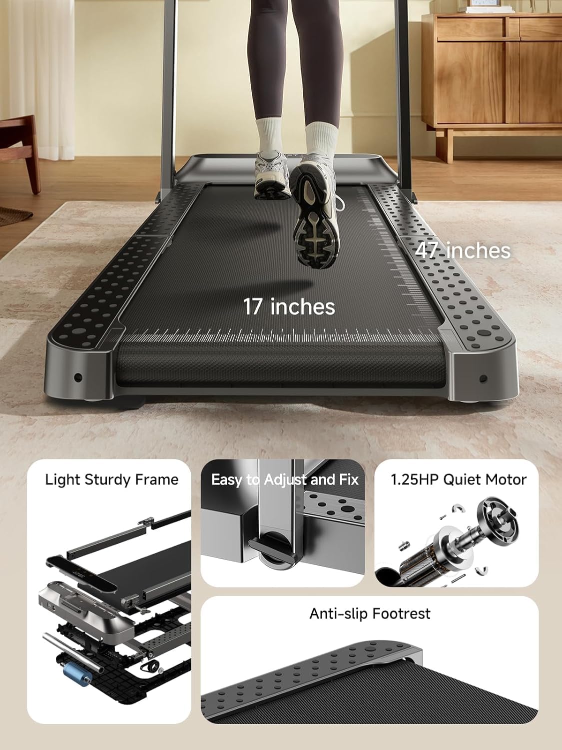 2‑in‑1 Foldable Walking Pad with Handles
