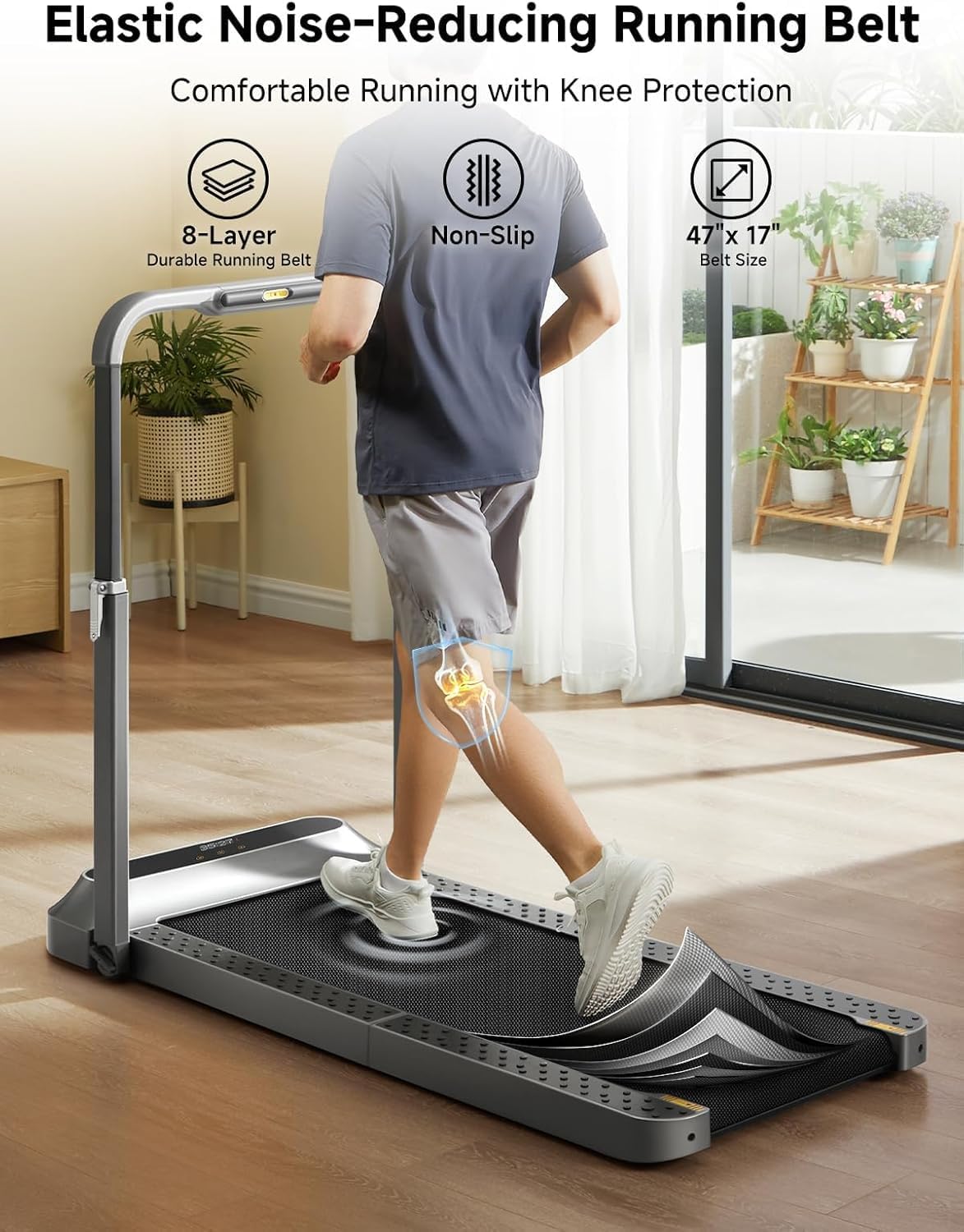 2‑in‑1 Foldable Walking Pad with Handles
