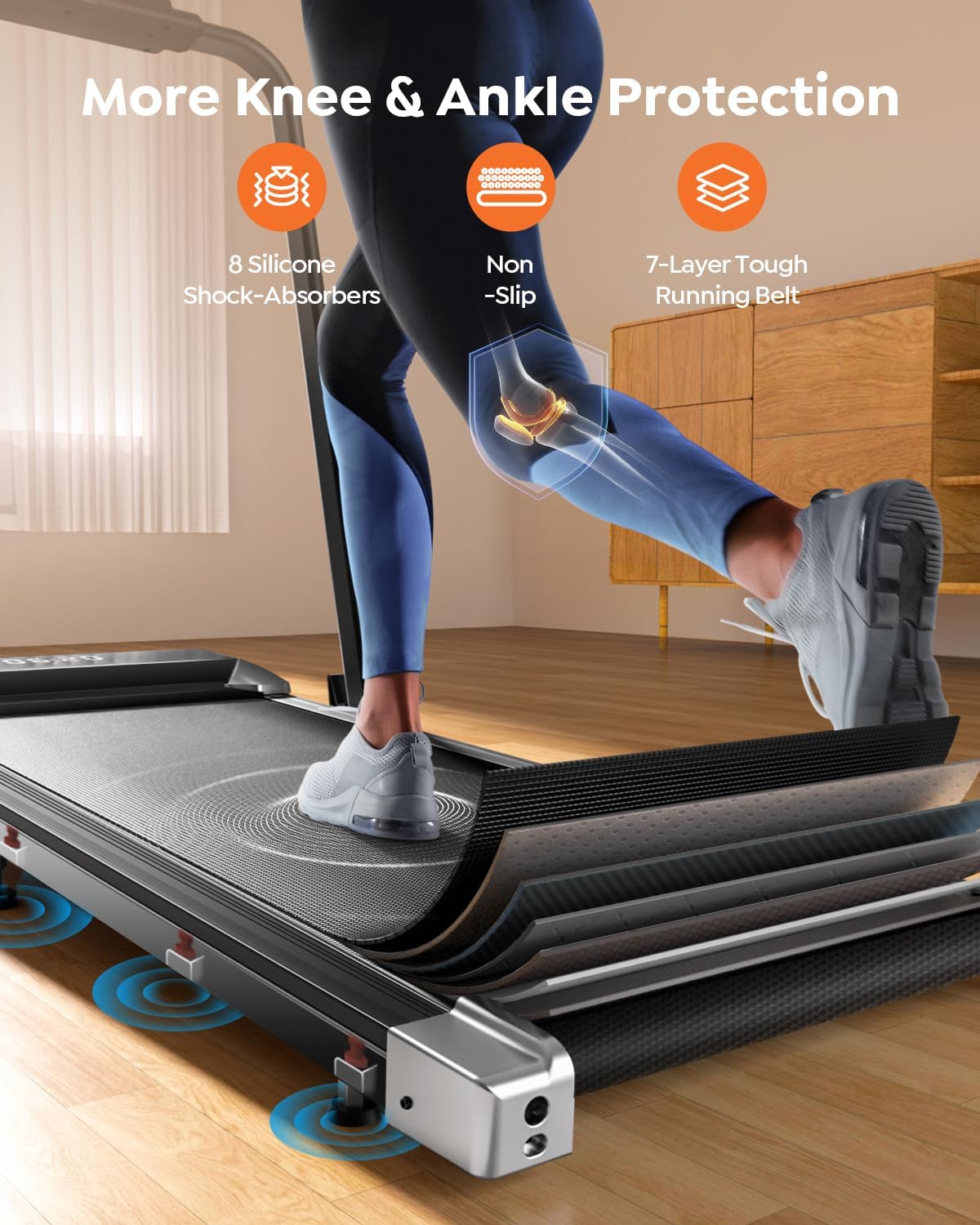 2‑in‑1 Incline Under‑Desk Walking Pad