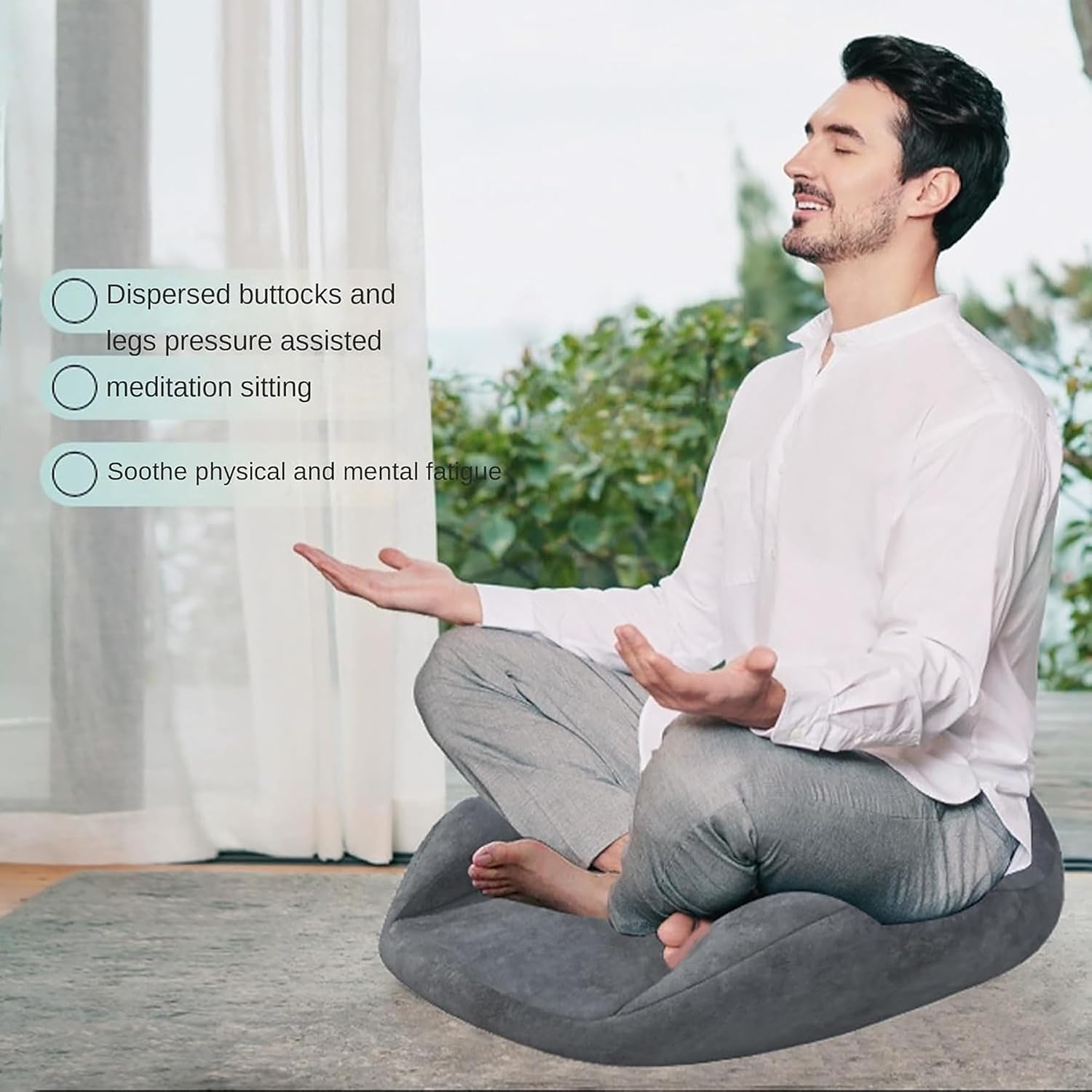Navy Memory Foam Ergonomic Meditation Cushion