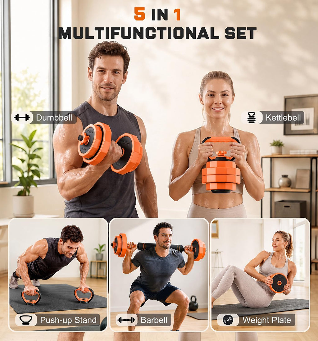 5‑in‑1 Adjustable Dumbbell Set with Connector