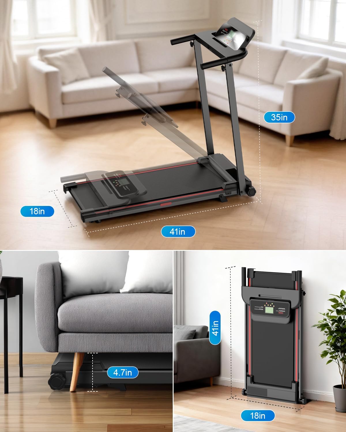 Foldable Incline Under‑Desk Walking Pad