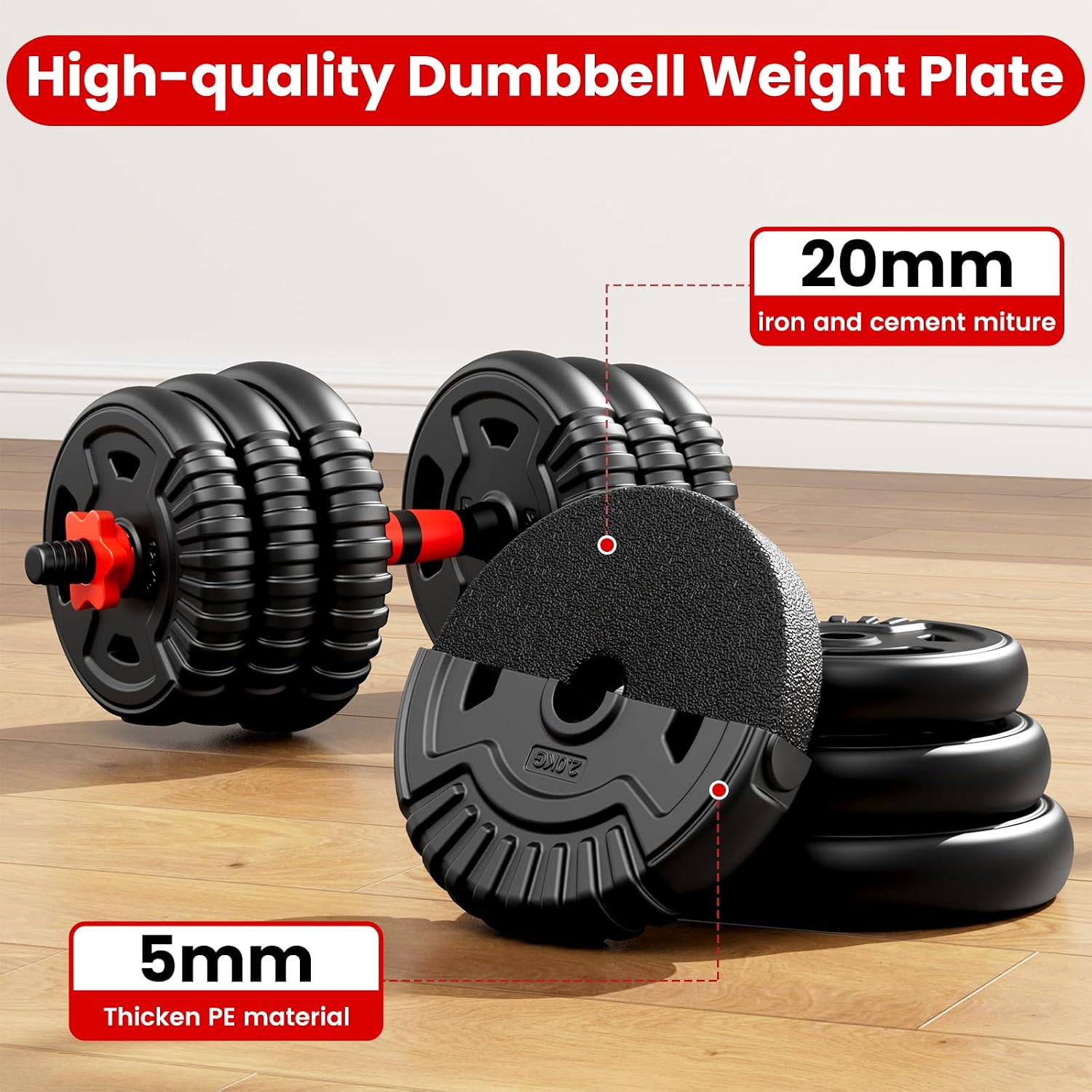 5‑in‑1 Adjustable Dumbbell Set with Connector