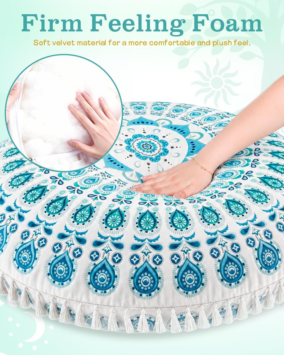 Velvet Large Meditation Floor Cushion Pillow