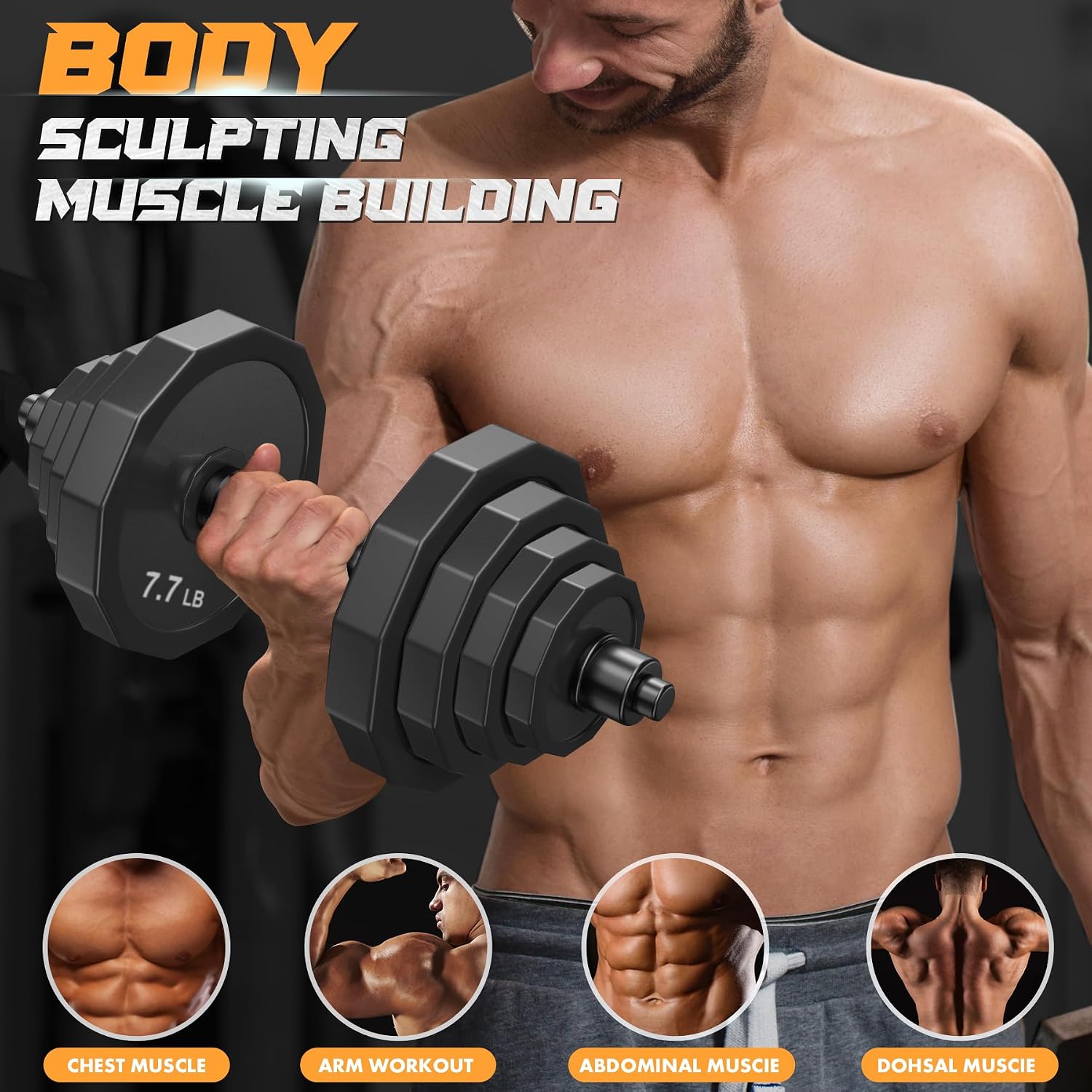 Steel Adjustable Dumbbell Set with Connector