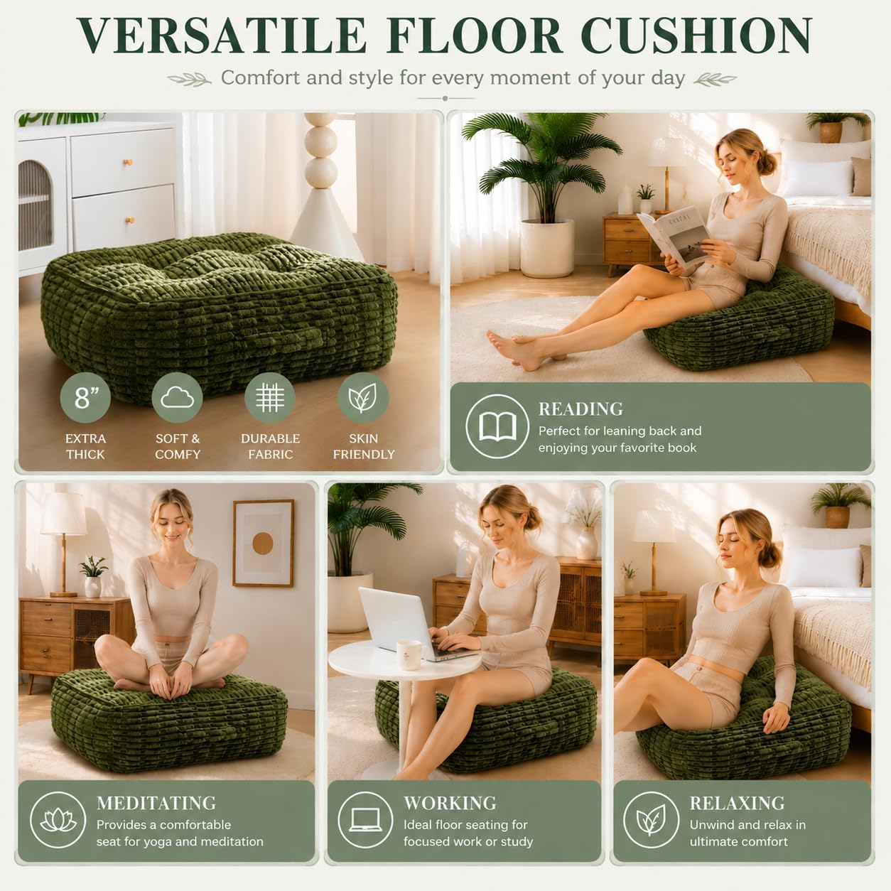 Corduroy Memory Foam Meditation Floor Pillow
