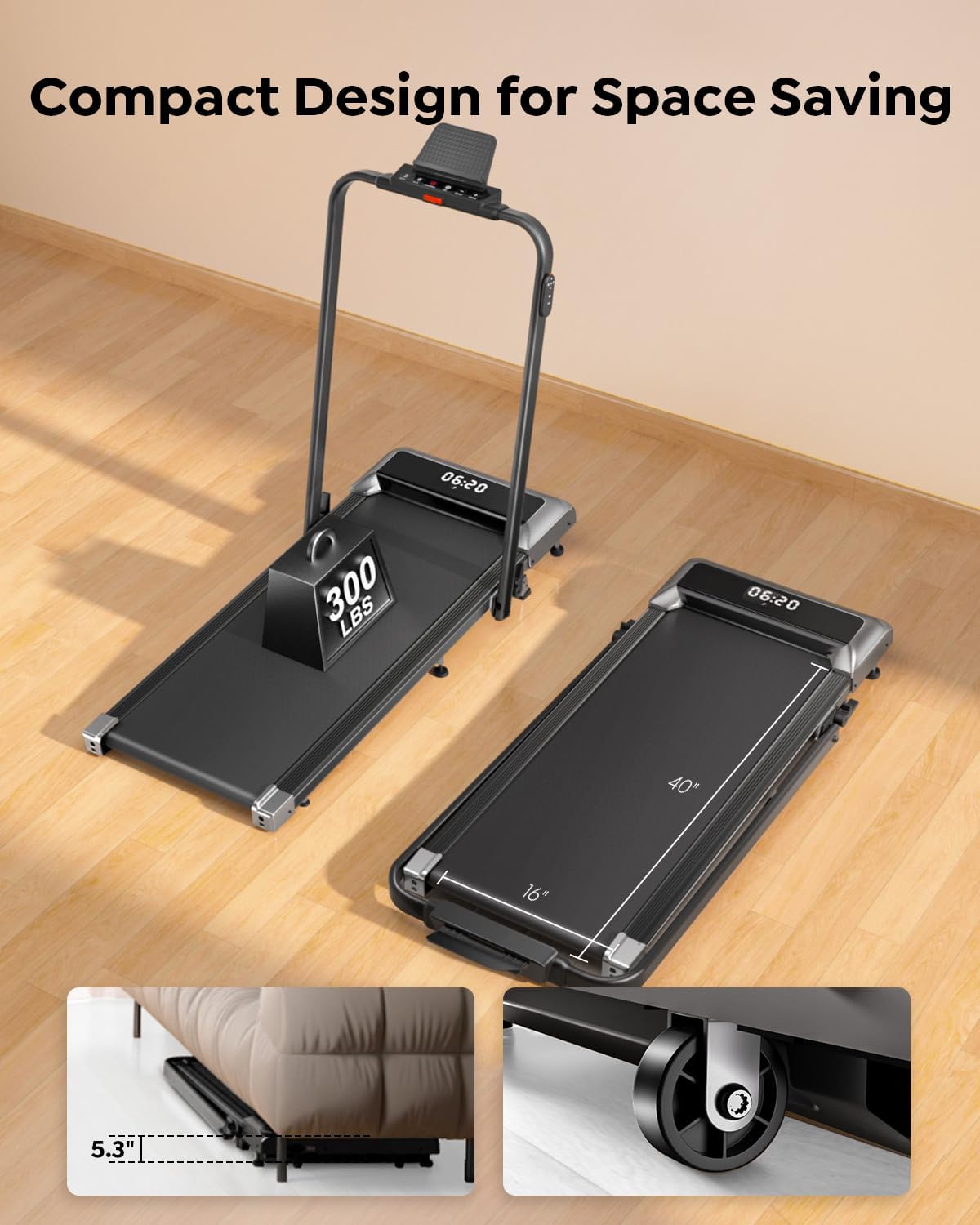 2‑in‑1 Incline Under‑Desk Walking Pad