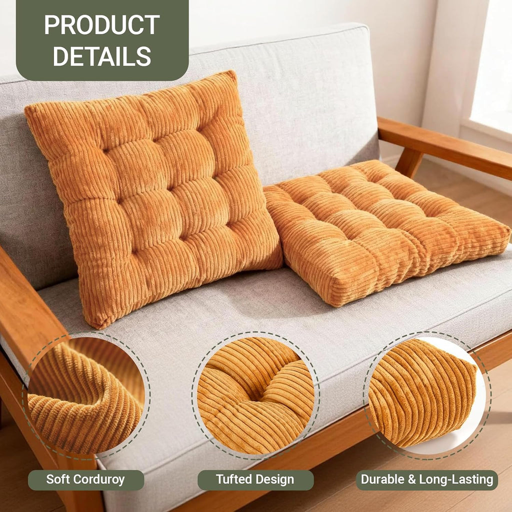 Orange 2‑Pack Memory Foam Meditation Floor Pillows