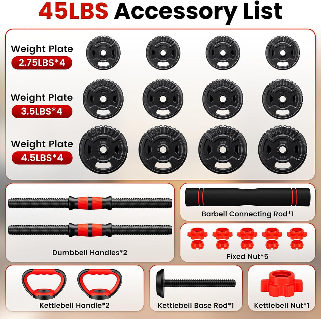 5‑in‑1 Adjustable Dumbbell Set with Connector
