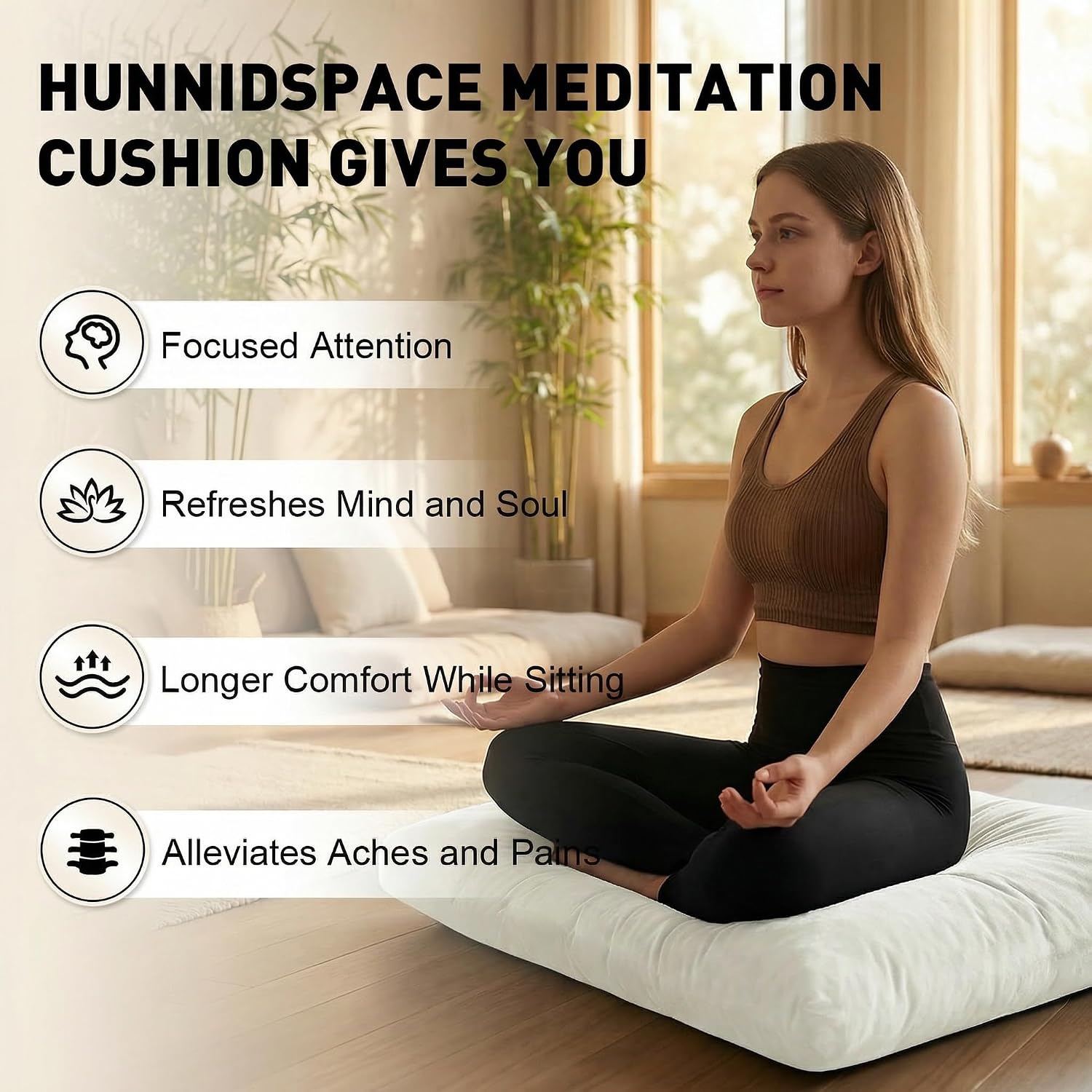Beige 2‑in‑1 Meditation Cushion Set
