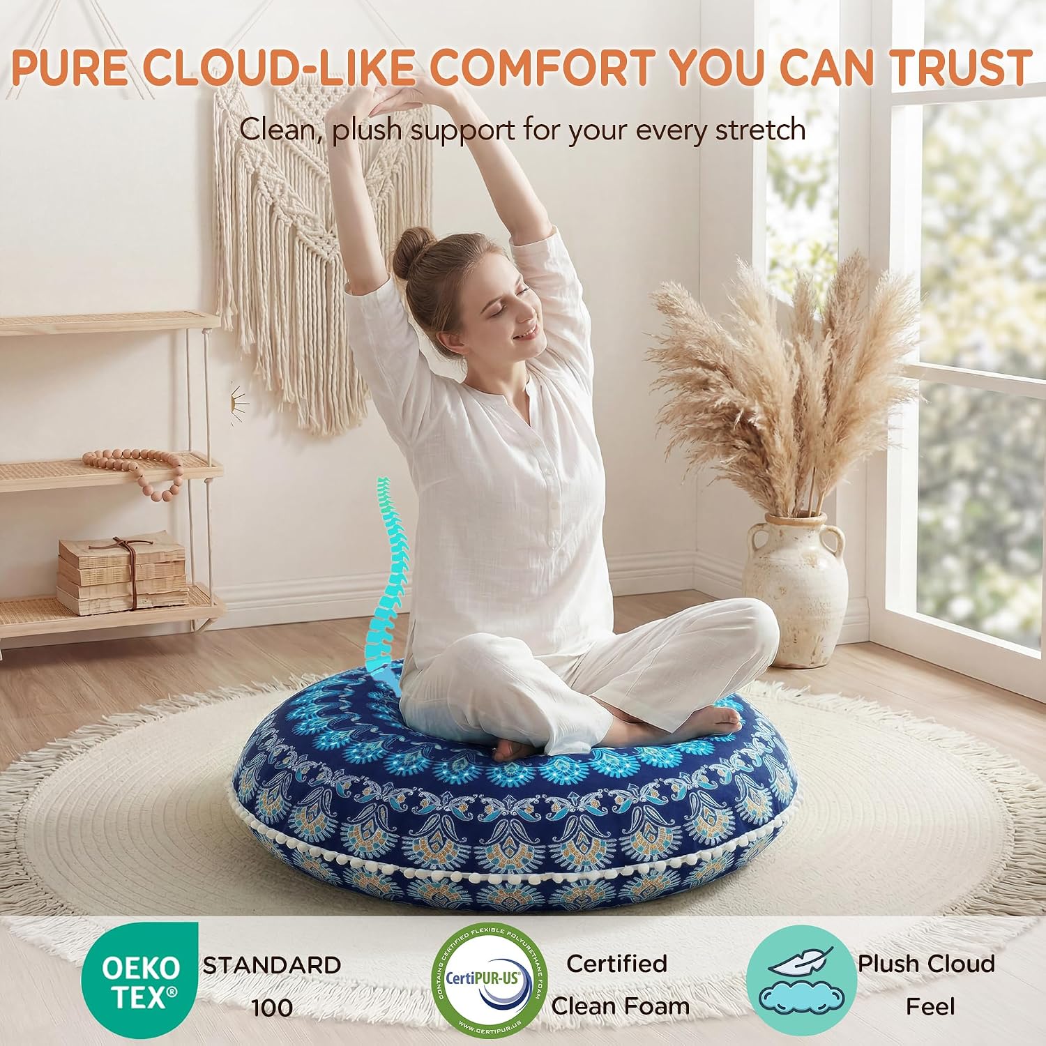 Navy Large Adult Meditation Floor Pillow