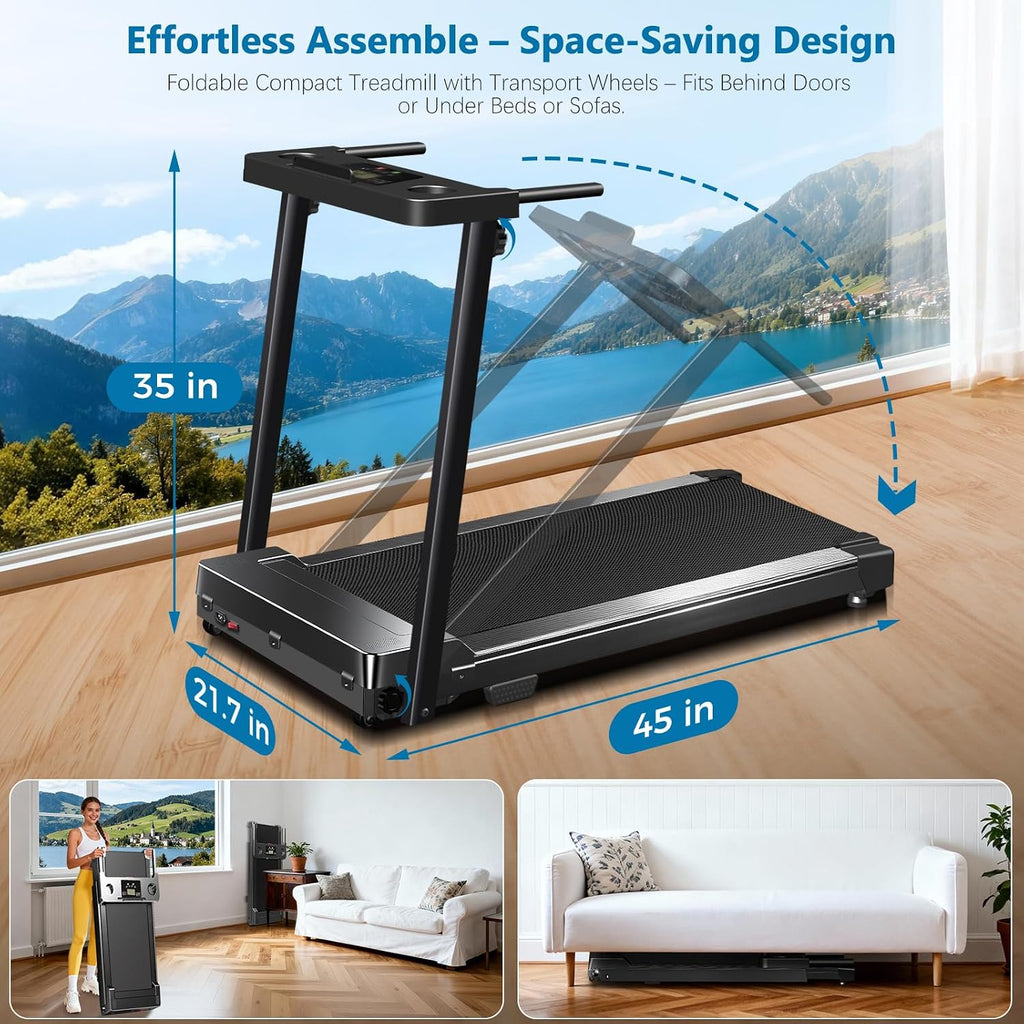Foldable Portable Home Treadmill with Handles