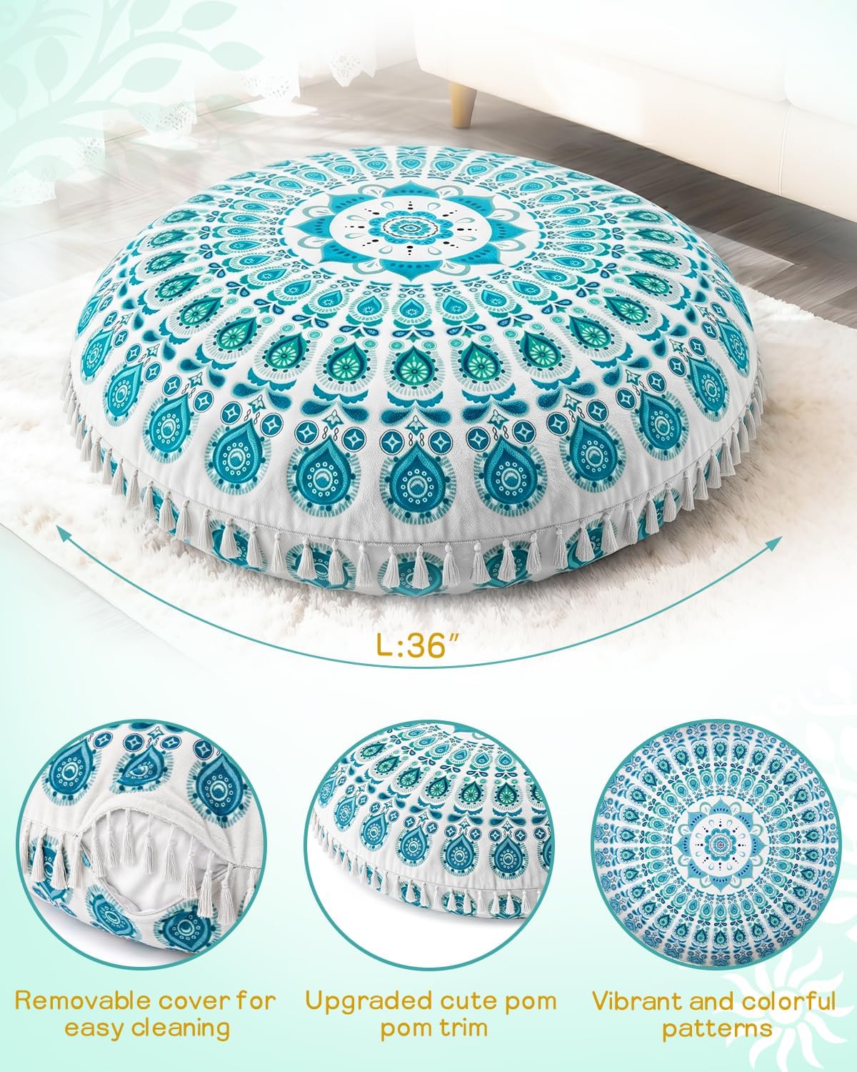 Velvet Large Meditation Floor Cushion Pillow