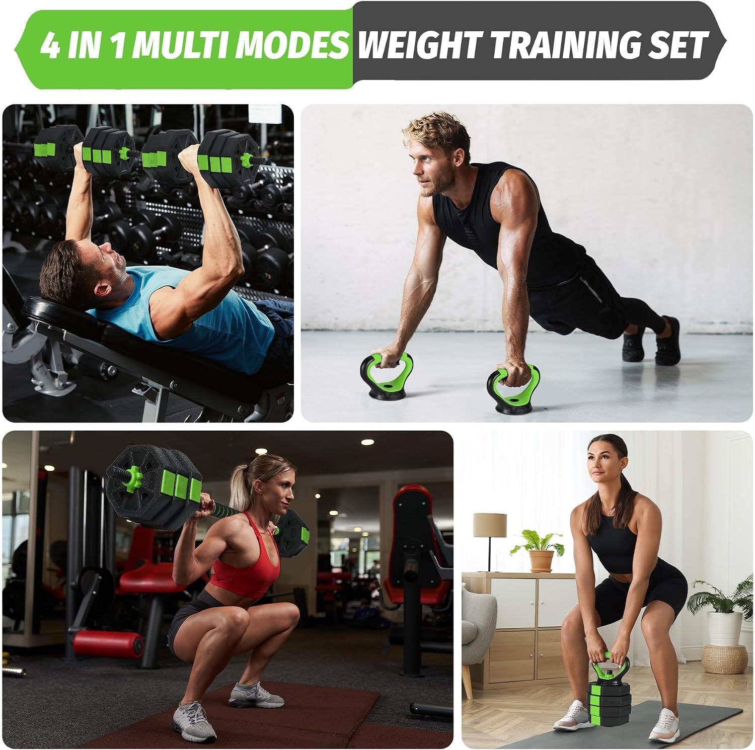 4‑in‑1 Multi‑Function Adjustable Dumbbell Set