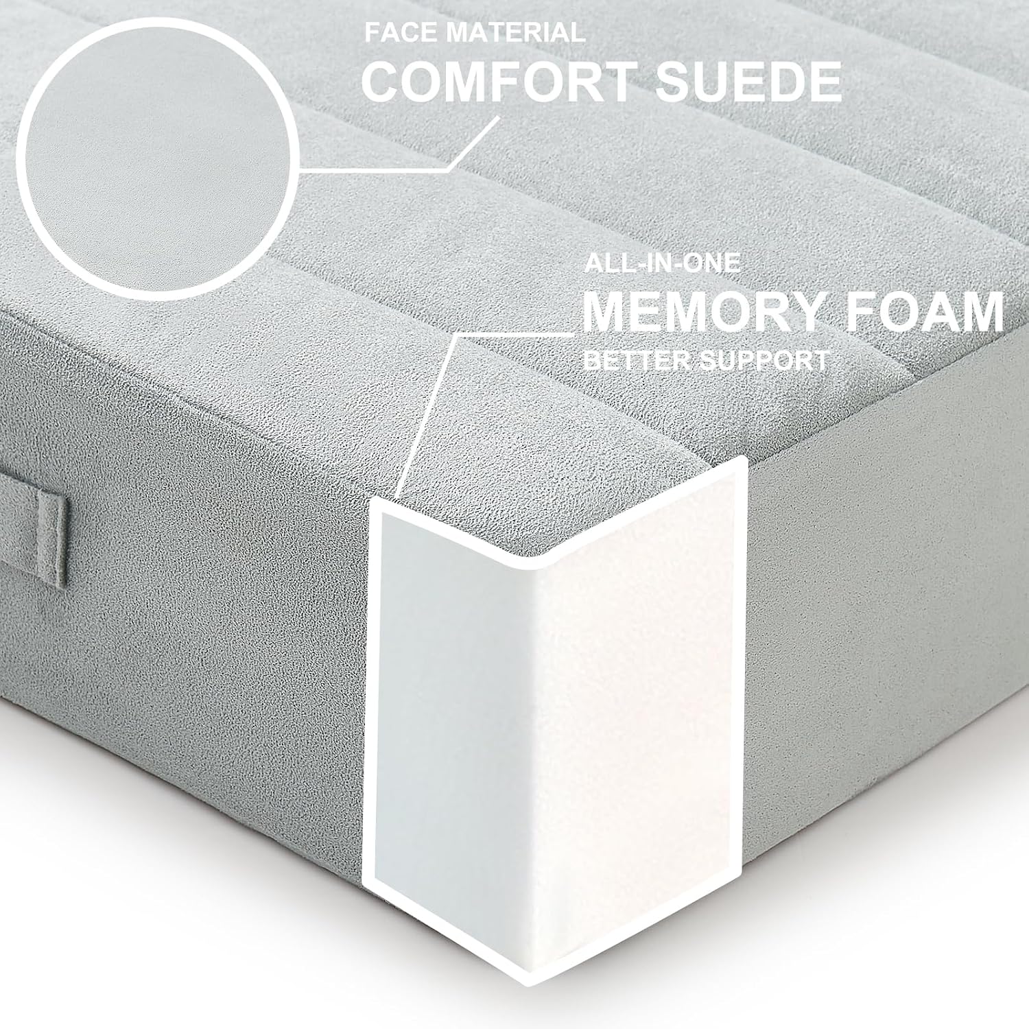 Light Gray Tufted Foam Meditation Floor Pillow