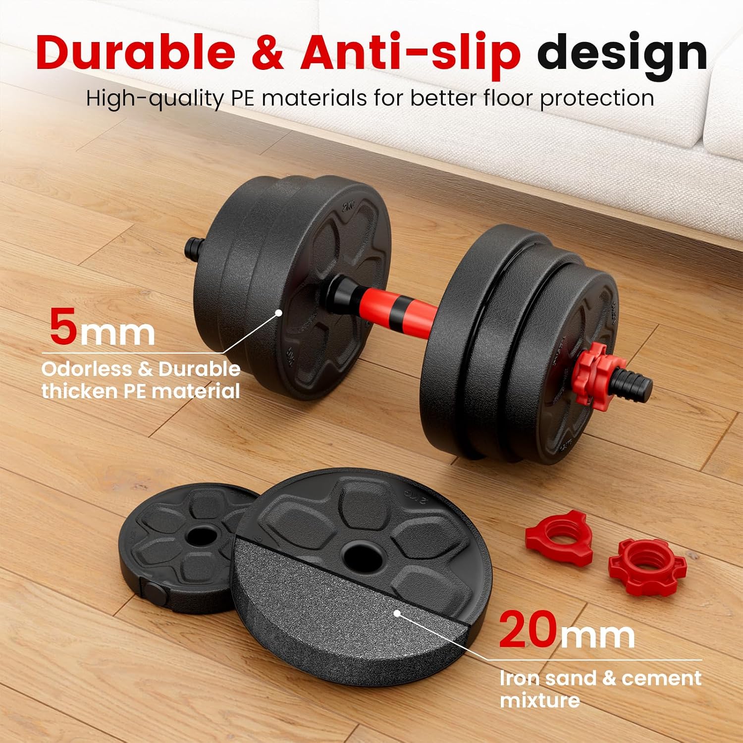 5‑in‑1 Adjustable Dumbbell Set with Connector