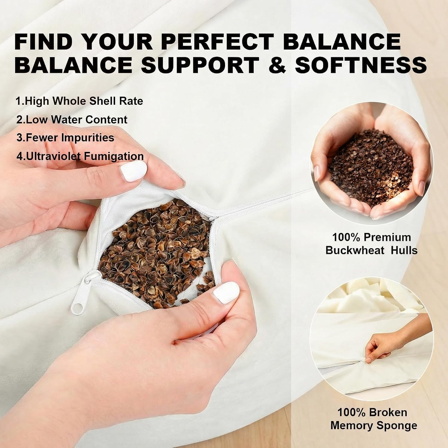 Beige 2‑in‑1 Meditation Cushion Set