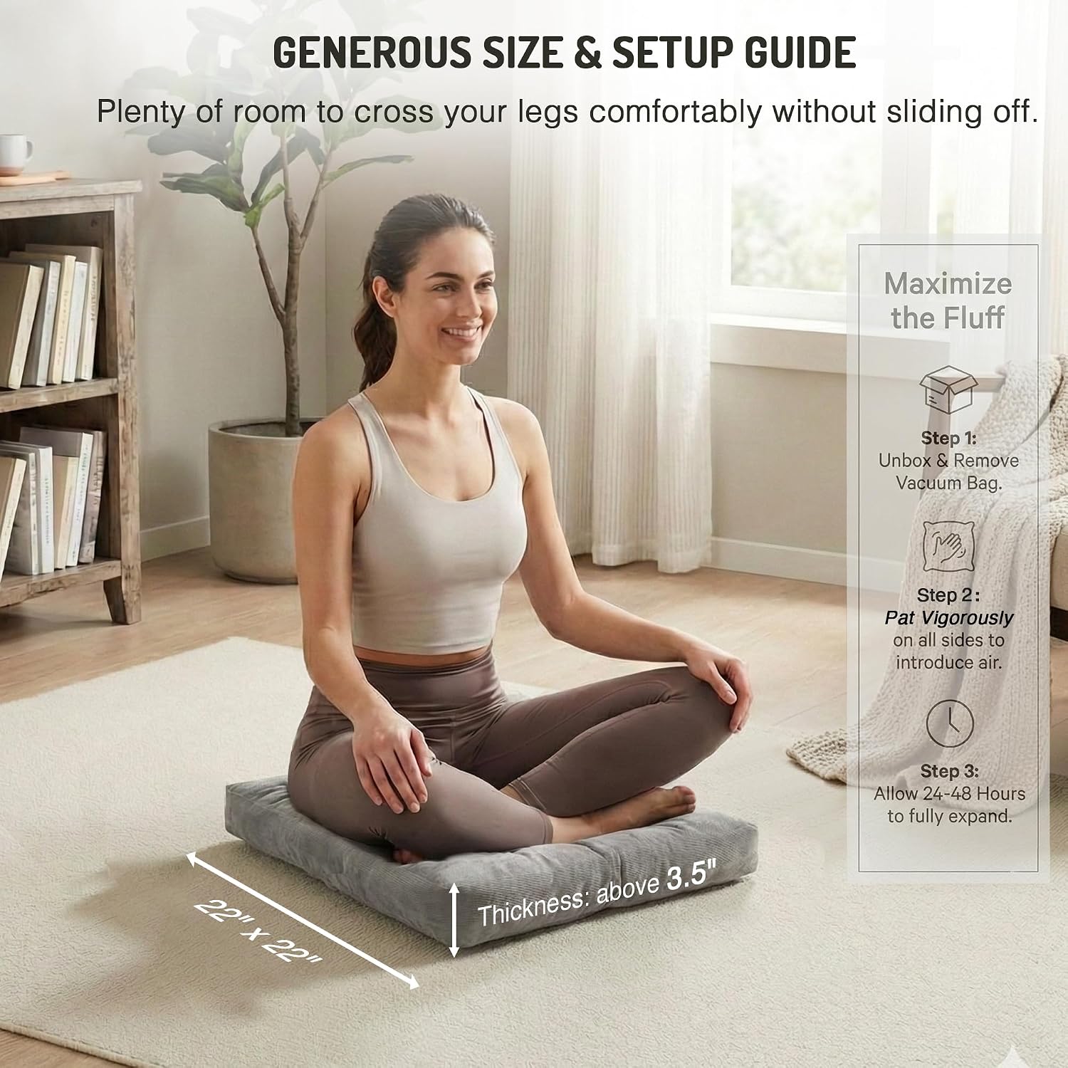 2‑Pack Square Adult Meditation Floor Pillows