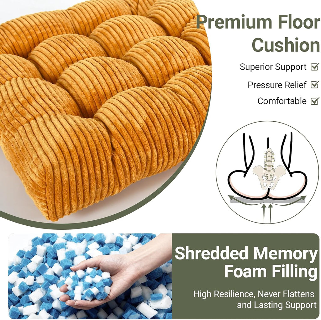 Orange 2‑Pack Memory Foam Meditation Floor Pillows
