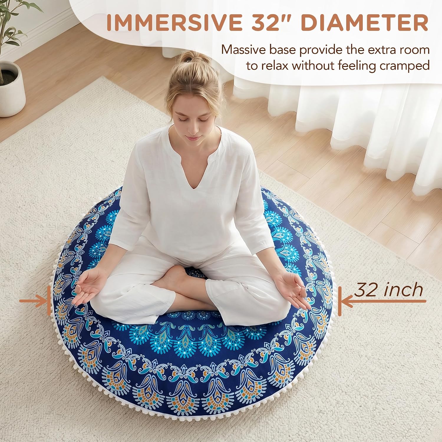 Navy Large Adult Meditation Floor Pillow