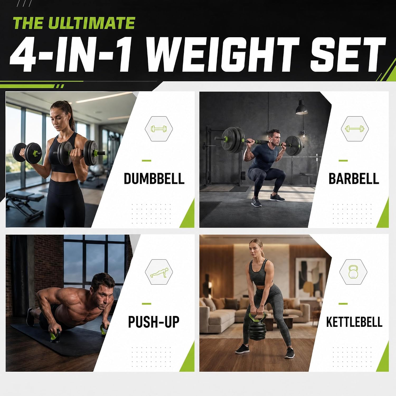 4‑in‑1 Multi‑Purpose Adjustable Dumbbell Set