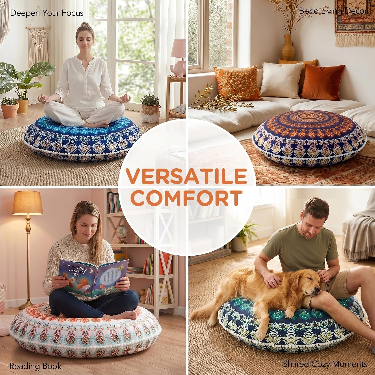 Navy Large Adult Meditation Floor Pillow