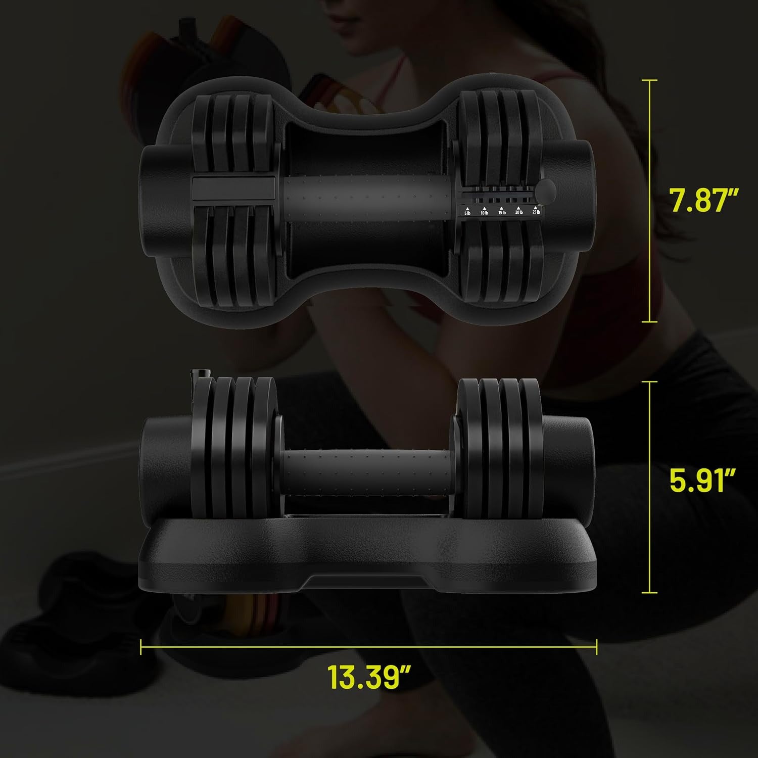 Adjustable Dial Dumbbell Set with Storage Box