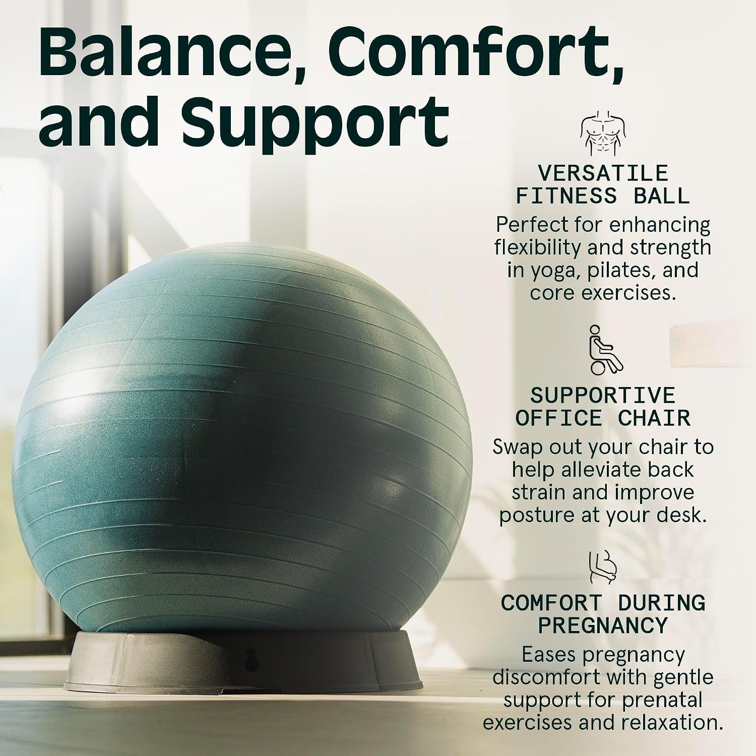 Anti‑Burst Swiss Exercise Ball with Pump