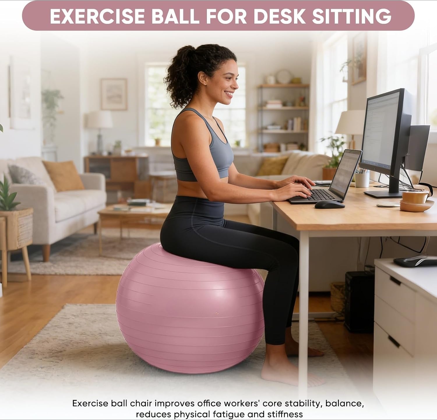 Anti‑Burst Exercise Yoga Ball with Pump