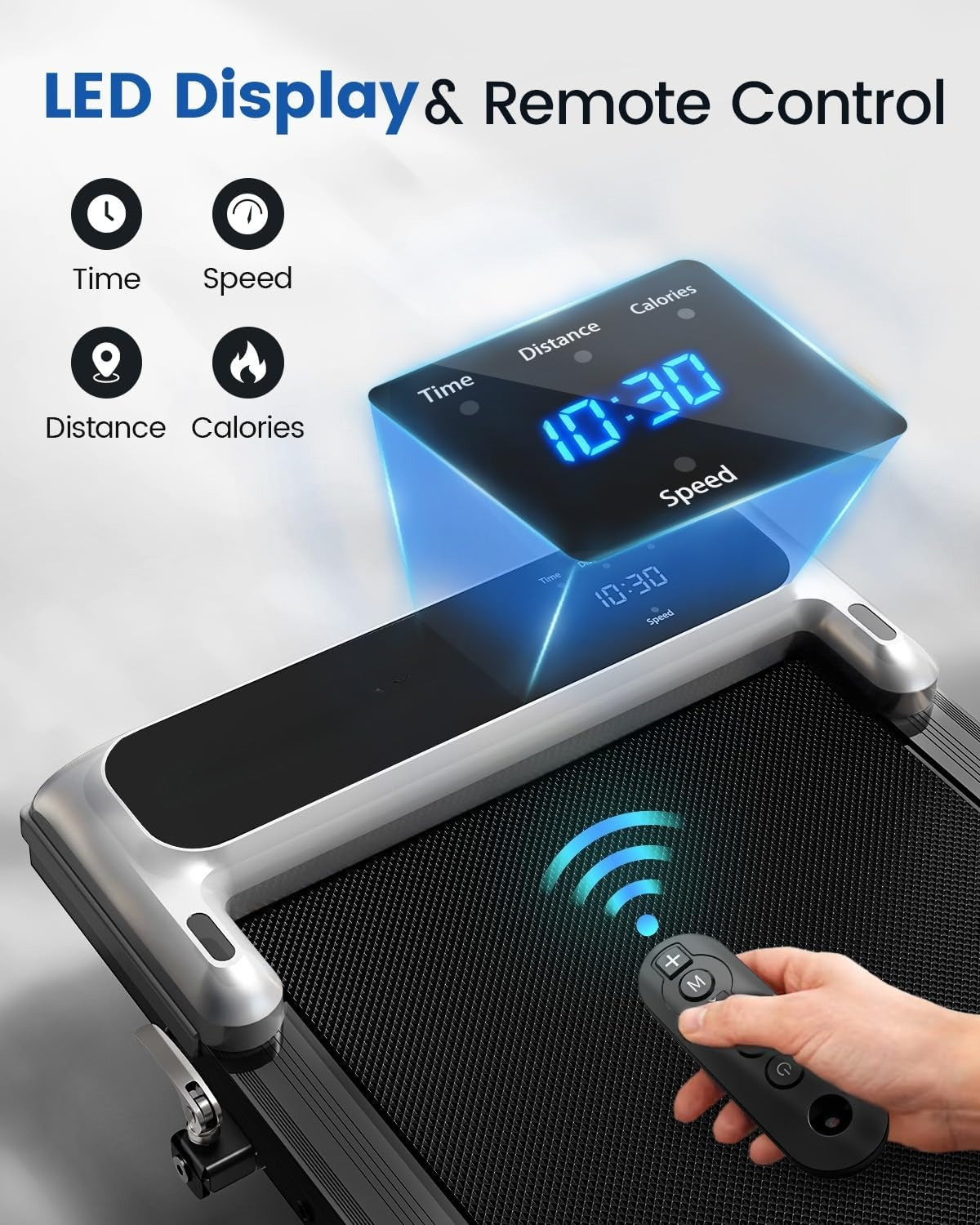Incline Walking Pad Treadmill with Handle Bar