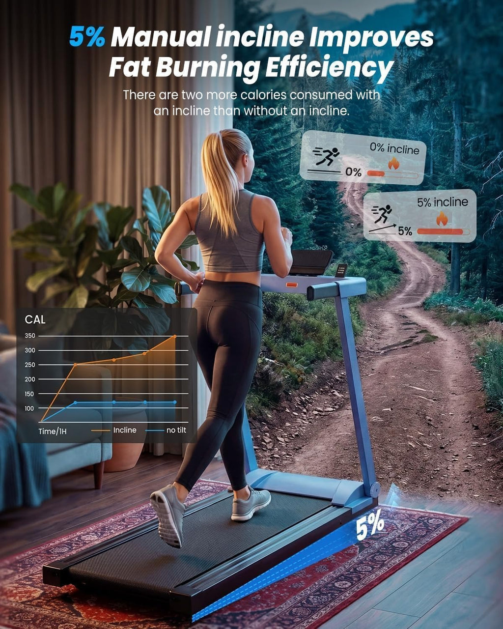 Incline Under‑Desk Walking Pad Treadmill