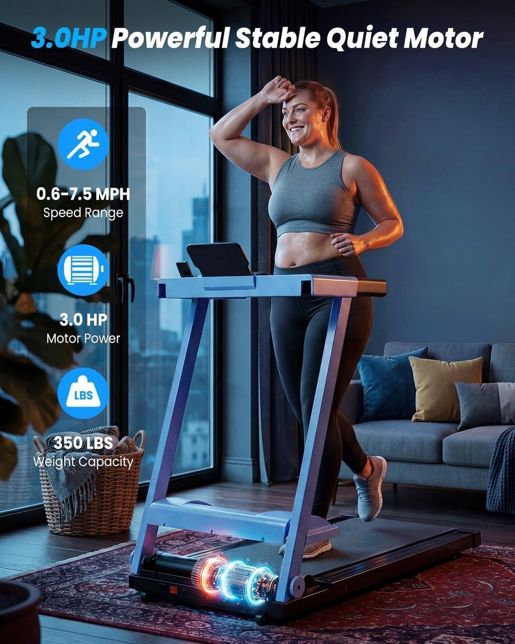 Incline Under‑Desk Walking Pad Treadmill